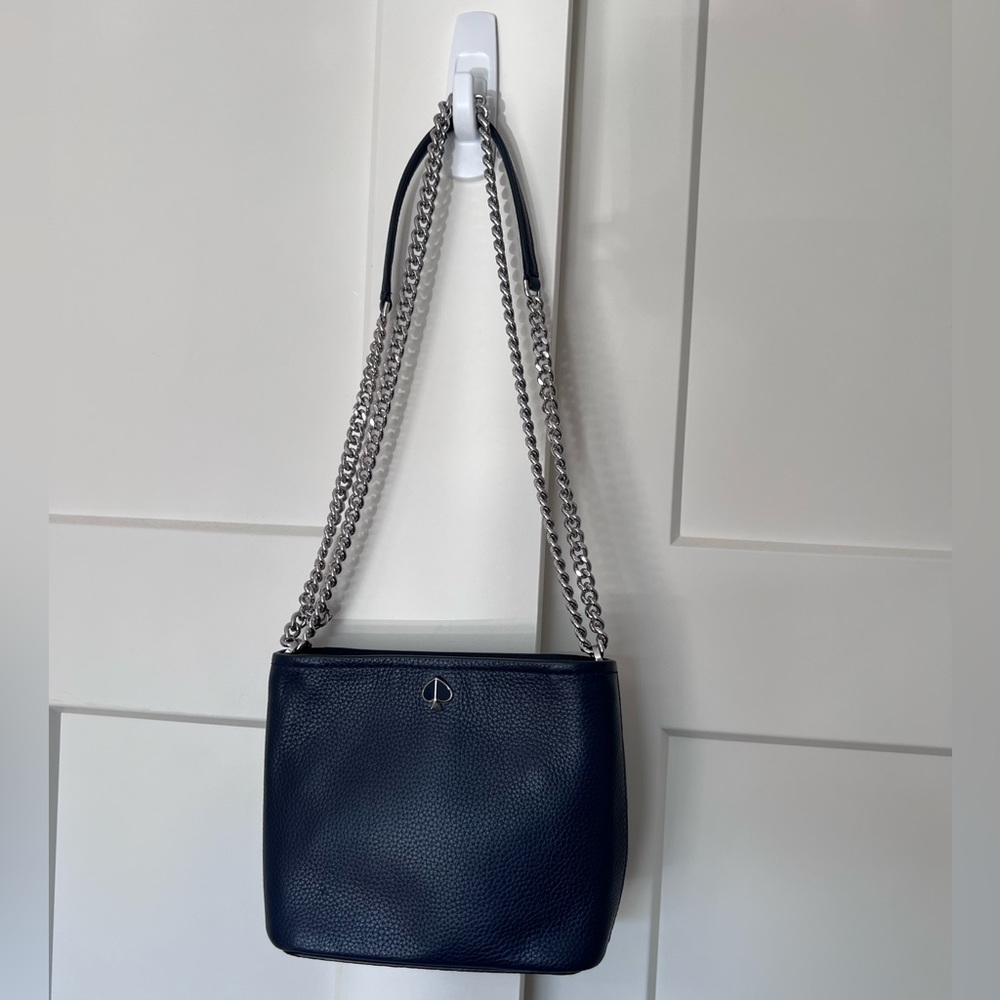Kate Spade Polly Pebble Navy Blue crossbody chain purse bag - Picture 5 of 10